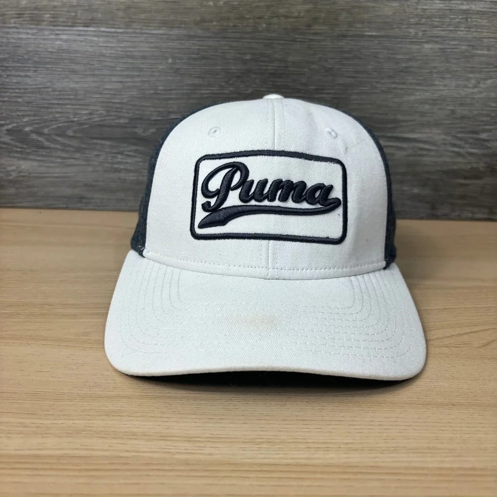 Puma Hat Cap Strap Back White Gray Golf Athletic Dry Cell Adjustable‎ Mens